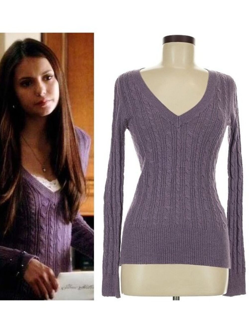 ASO THE VAMPIRE DIARIES TVD ELENA GILBERT V Neck Sweater Y2K RARE EUC